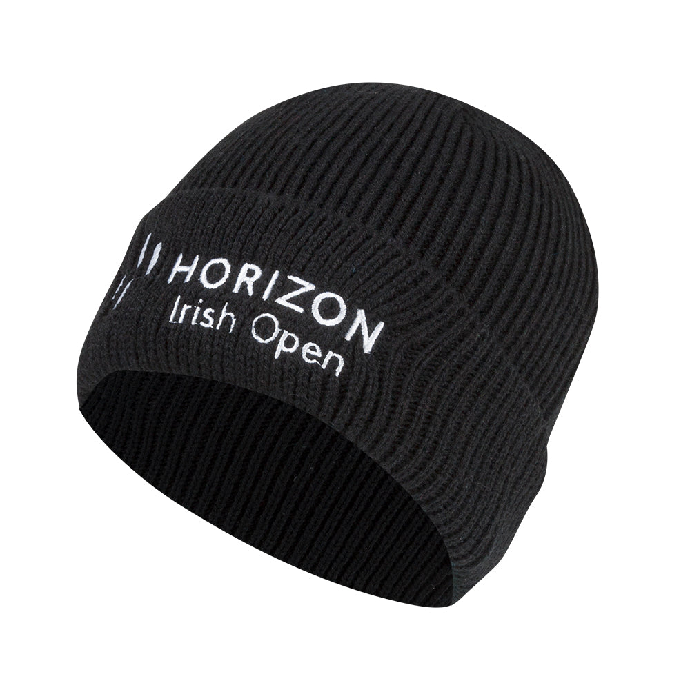 Horizon Irish Open Ribbed Cuff Beanie - Black - Front