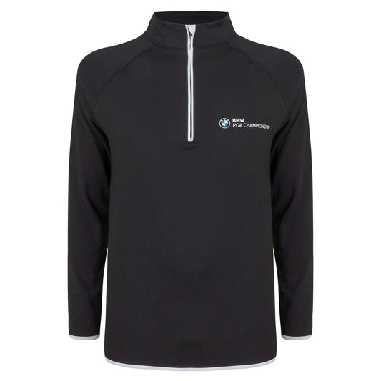 BMW PGA Championship Men's Black 1/4 Zip Mid Layer - Front