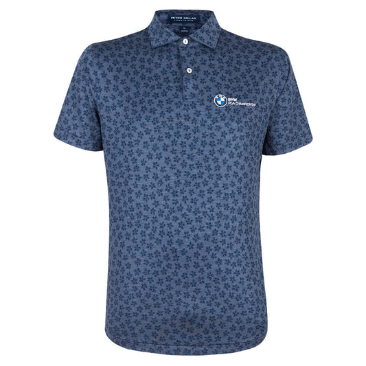 BMW PGA Championship Peter Millar Men's Navy Print Polo - Front