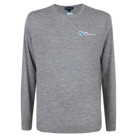 BMW PGA Championship Peter Millar Men's Grey Crew Knit - Front