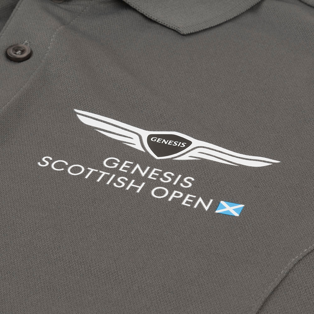 Genesis Scottish Open Men&#39;s Polo Shirt - Grey - Badge Close-up