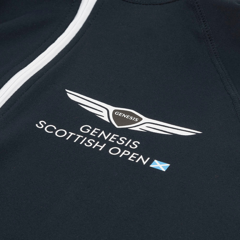 Genesis Scottish Open Men&#39;s 1/4 Zip Mid Layer - Navy - Badge Close-up