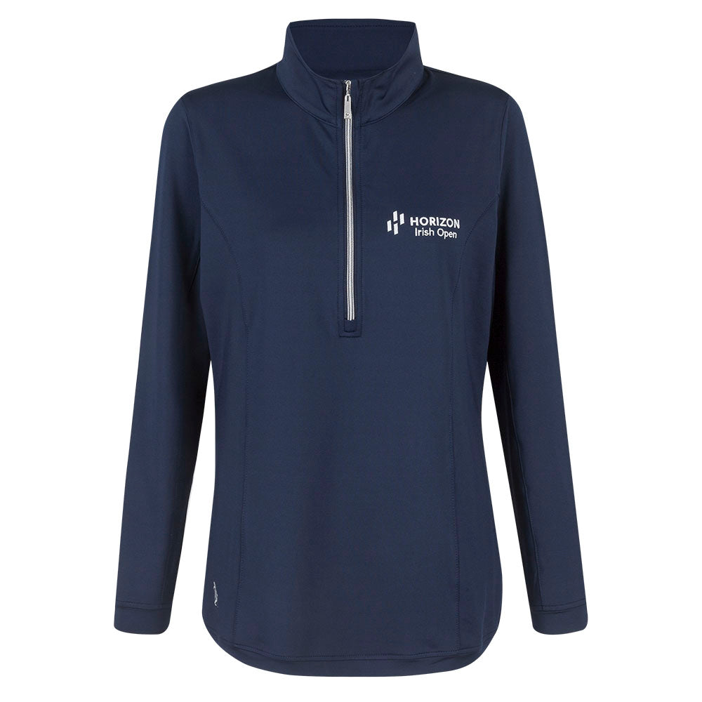 Horizon Irish Open Glenmuir Women&#39;s Navy 1/2 Zip Mid Layer - Front