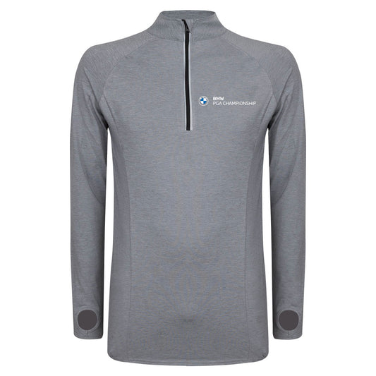 BMW PGA Championship Men's Grey 1/4 Zip Mid Layer - Front
