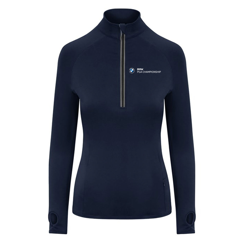 BMW PGA Championship Women's Navy 1/4 Zip Mid Layer - Front